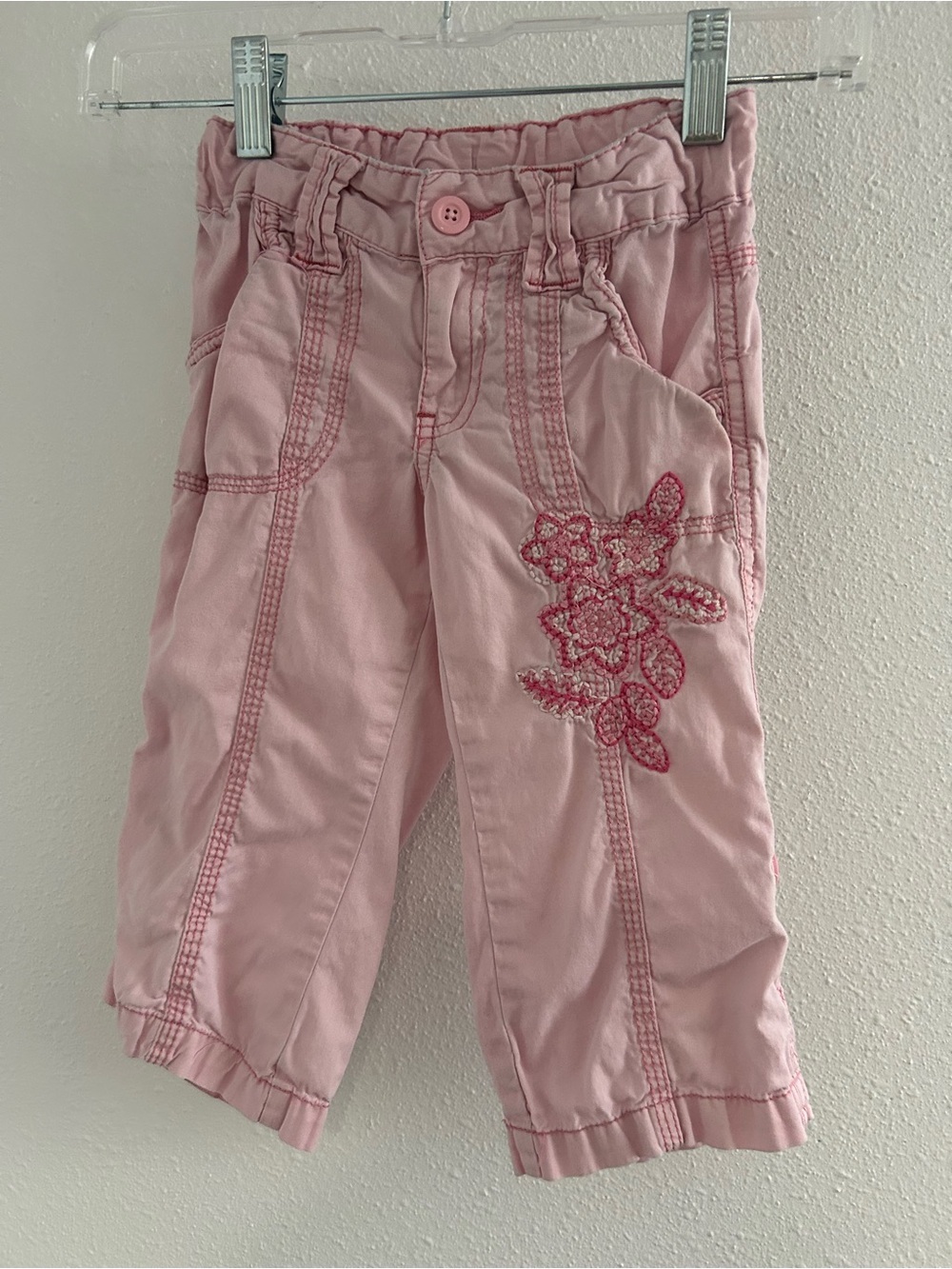 Faded Glory Pink Embroidered Capri Pants
